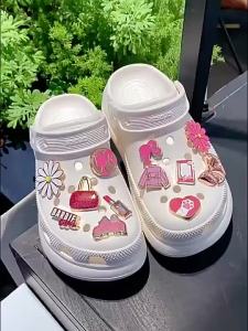 Metal jibbitz cross charm Pink metal Barbie Buckle Rainbow Diamond Cute Fashion Shoes Accessories