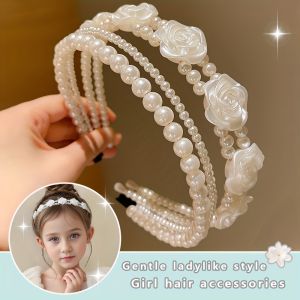 1/2 pieces of cute girls imitation pearl headbands that do not hurt hair sweet little girl flower headbands kidsrens hair ac