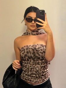 Áo Vest Ôm Vừa Vặn in Họa Tiết Da Báo Một Bên Vai Áo Vest Không Tay Cổ Tròn Thường Ngày Mùa Hè 2025 Áo Vest Nữ