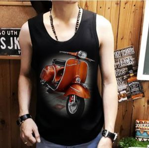 ShopAoi - Singlet Vespa Merah / Kaos tanpa lengan / Kaos Dalam / Lekbong - Nyaman diPakai, Bahan Adem dan Nyaman, Sablon plastisol (Produksi Dalam Negeri) - Jahitan Rapi dan Kuat - Happy Shopping di Shopaoi