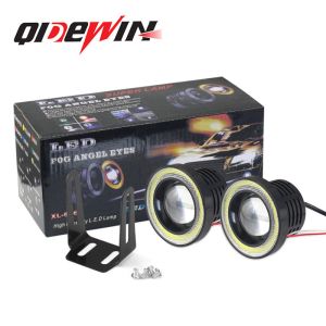 2PCS Projector COB LED Car Fog Light 2.5" 3.0" 3.5" 64mm 76mm 89mm 6500K Halo Angel Eyes Rings DRL Auto White 12V Fog Lamp LED