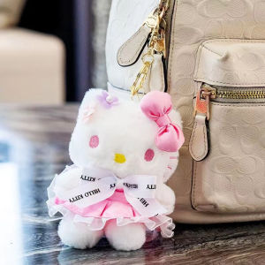 Sanrio Hello Kitty Keychain Bag Pendant Kuromi Cinnamoroll Kids Plush Toys Cute Girl Keyring Backpack Strap Birthday Gifts Doll