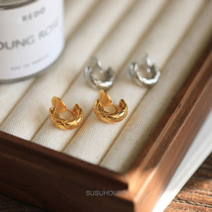 SUSUHOUSE Elegant Metal Ear Cuff No Piercing Required Silver Color Rhombus Pattern Mini Hoop Earrings for Women Fashion Jewelry