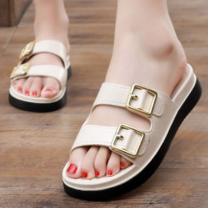 JIFANPAUL | New Elegant Summer Dress Matching Thick-soled Slide Sandals
