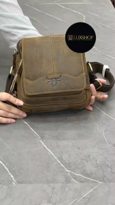 Lee Jeep Camel Genuine Leather Sling Bag Shoulder Bag Cross Body Leather Bag Messenger Leather Bags