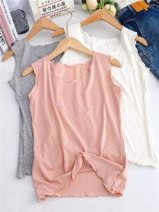 Summer Thin Modal Tank Top Strap Suit Casual Home Loose Sleepwear Versatile Ribbed Pure Color Workwear for Women