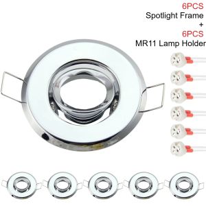 JOYINLED 6PCS MR11 Spotlight Lamp Frame 45mm Cutout Recessed Downlight Holder Round Ceiling Trim for MR11 Bulbs Indoor Lighting