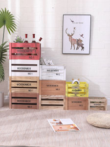Retro Style Solid Wood Frame Box Storage Organizer Fruit Display Decorative Long Rectangle Wood Box for Home And Business Use