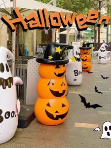 Halloween Pumpkin Light Ghost Balloon Decoration Outdoor Party Props Display Scarecrow Festival Costume Decoration
