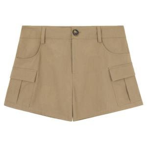 Khaki Casual Worker Low Waist Petite Hot Pants