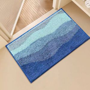 VIKAMA Wavy Gradient Floor Mat Non‑Slip Soft Abstract Striped Doormat Decor Rug for Bathroom Entryway Bedroom Indoor Home