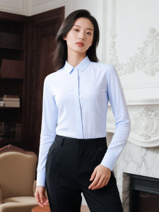 STARMAGNOLIA | Blue Womens Long Sleeve Easy-Care Cotton Business Shirt