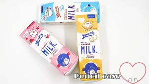 Korea Large Capacity Student Pencil Case Cartoon Waterproof Milk Box Pencil Bag