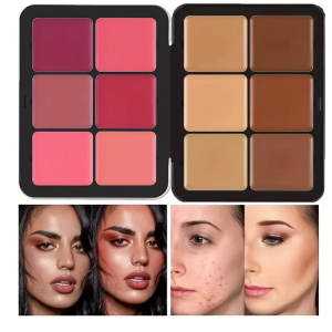 12-Color Iron Box Concealer Blush Cream Matte Highlight Contour Makeup All-in-One Palette