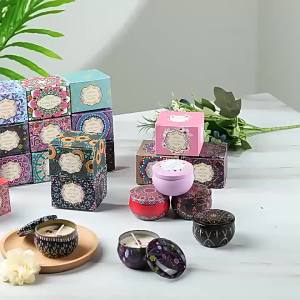 Aroma Scented Candle in Tin Box Natural Plant Essential Oil Lilin Wangi Long Burning Home Decor 无烟香薰蜡烛