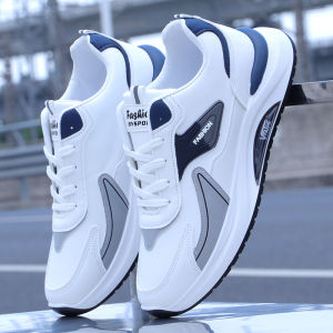 Leather Surface Sneakers Mens Shoes 2024 Autumn White Running Shoes Mens Waterproof Casual Shoes Soft Bottom Travel Shoes Men