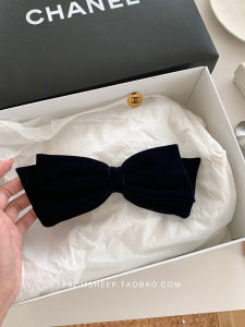Large Black Velvet Hair Clip with Butterfly Knot for Women Korean Style Versatile Back of Head Spring Clip Hair Accessories
