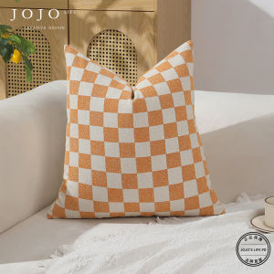 Simple Geometric Satin Pillowcase Single-sided Universal Cushion Cover Soft Home Decor Square Shape PP Cotton Filling