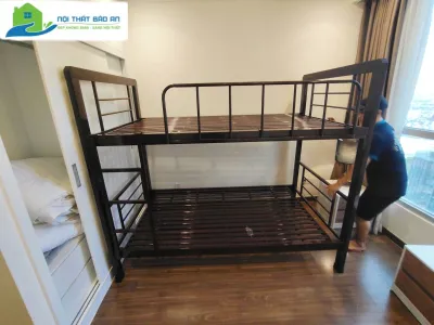 Giường sắt hai tầng size 1M6X1M6 HỘP 40x80 Cao Cấp giao nhanh - BẢO AN
