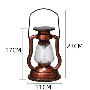 Retro Solar Powered Lantern LED Kerosene Lamp Outdoor Garden Decorative Atmosphere Landscape Waterproof Camping Hanging Light