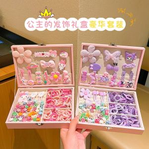 Princess Style Hair Accessories Gift Box Set for Girls Childrens Birthday Present Headwear Baby Hair Clips And Elastic Bands