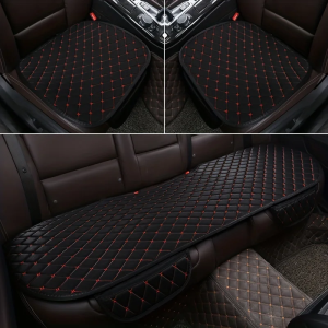 Kcimo | 3Pcs Car Seat Cushion Linen Auto Seat Protector With Side Storage Pocket For Car Interior Seat Decoration