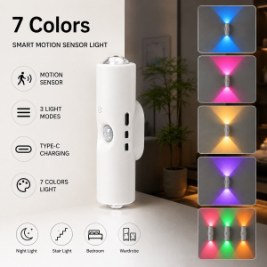 Smart RGB Night Light Magnetic Motion Sensor Rechargeable Wall Lamp Mood Decor Ambient Light for Bedroom Closet Hallway Stair
