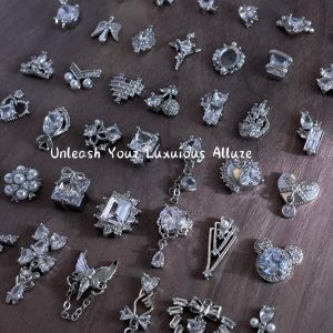 Silver Zircon Nail Accessorie Light Luxury Three Dimensional Full Diamond Nail Art Decoration Non Shedding Accessorie Nail Salon