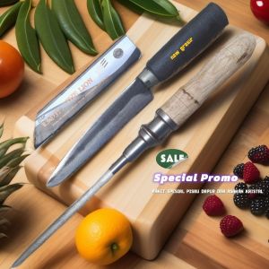 Spesial promo Pisau dapur bahan baja dan asahan pisau kristal