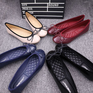 Spring 2024 Soft Flat Bottom round Toe Velvet Butterfly Knot Slip-On Womens Fashion Shoes Mild Bean Red Color Wedding Shoes