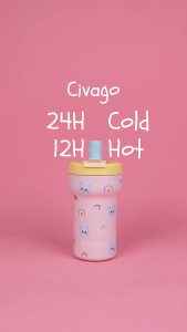 CIVAGO (22oz/660ml) Cốc Sứ Khí Hút Kèm Ống Thích Hợp Cho Du Lịch Dễ Thương Cho Nữ Với Bình Giữ Nhiệt Cho Cà Phê