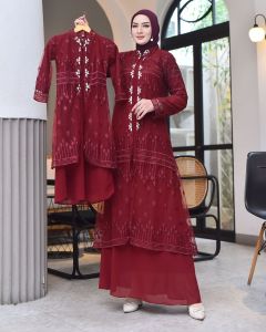 GAMIS COUPLE IBU DAN ANAK OUTHER BISA LEPAS PASANG BAHAN TILE SAPTO PAYET MUTIARA DALAMAN CERUTY LAPISAN FURING-GAMIS PASANGAN IBU DAN ANAK COCOK UNTUK PESTA KONDANGAN MEWAH-GAMIS LEBARAN IBU DAN ANAK TERBARU 2025