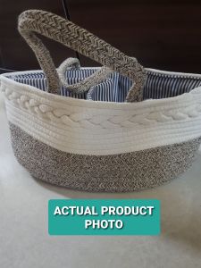 Baby Diaper Caddy Basket Organizer (woven cotton rope)