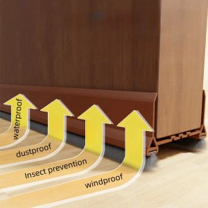 97cm Door Bottom Seal Strip with Brush PVC Dustproof Soundproof Snap-in installation Gap Door Draft Stopper Weatherstrip
