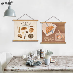 American Restaurant Fabric Craft Hanging Painting Background Fabric Hanging Cloth Ins Cartoon Cartoon Kitchen Coffee Painting Tea Room Decorative Painting