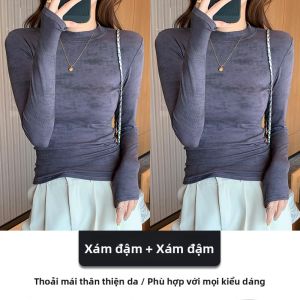 MiiOW | Áo Thun Tiết Camouflage Cổ Trụ Dài Tay Ôm Sát