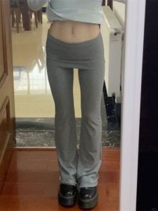 กางเกงลำลองผู้หญิงเอวสูงทรงหลวม ทรงหลวม ทรงขากระบอกเล็ก กางเกงขายาวลำลองผ้าฝ้ายผสมโพลีเอสเตอร์ ทรงหลวม