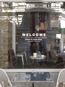 Welcome Glass Sticker Coffee Dining Push Pull Door Display Window Shop Carved Wall Decal Modern Minimalist Home Decor PVC