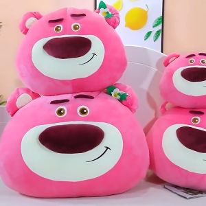 Hàng sẵn Gối Lười Hình Gấu Dâu Losto Gấu Bông Gấu Dâu Losto Cao Cấp Mềm Mịn Size To 40/60/80CM