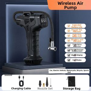 Wireless Portable Tire Inflation Pump with Pressure Gauge