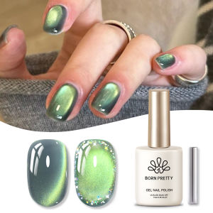 BORN PRETTY 10ml Green Colored Cat Magnetic Gel Nail Polish Ultra Shine Semi Permanent Soak Off UV Gel Manicure Nail Art Varnish