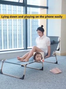 Original Folding Bed Portable Bed with Foam Foldable Bed Chair Heavy Duty 300KG Load Bearing Outdoor Folding Bed Chair Office Sleep Single Bed Adjustable Freely Does Sofa Bed MilitaryCamping Bed Installation Freely