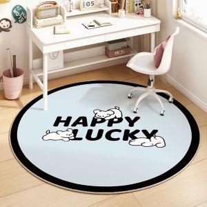 round Reading Area Carpet Childrens Bedroom Study Chair Mat Computer Chair Sofa Rug Mixing Cartoon Style Home Decor Rug