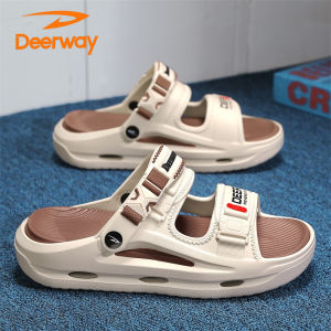 Deerway Mens Summer Outdoor Wear Anti-Odor Slip-On Sandals Two-Way Beach Cool Shoes Driving Slippers Flat Heel EVA Material