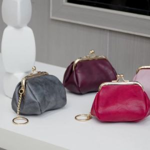 Retro Mini Lock Clip Coin Purse Daily Portable and Cute Handheld Storage Bag for Girls Solid Color Simple Key Bag