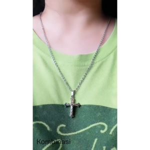 Kalung Rohani Titanium Anti Karat Wanita Pria Model Salib YS Terbaru Kekinian - Lovelybutik