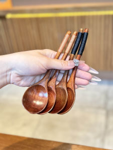 Retro Camphor Wood Small Soup Spoon Long Handle round Head Japanese Style Home Use Dining Utensils Wood Spoon