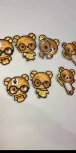 Sanrio | 4pcs Cartoon Rilakkuma Embroidery Patches Self Adhesive Stickers Diy Repair Patch For Clothing Pants Down Jacket Decoration