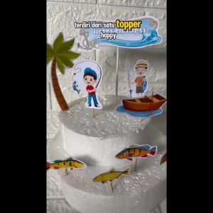 Topper Ulang Tahun Mancing / Topper Cake Mancing Mania