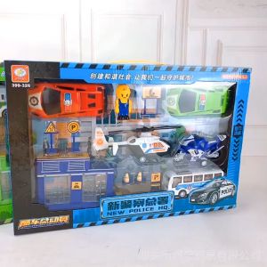 Children Educational Toy Gift box set Occupation vehicle model Kids Toy Car Model Police Construction Military FireForce Model Set 汽车模型礼盒 警车 TT11